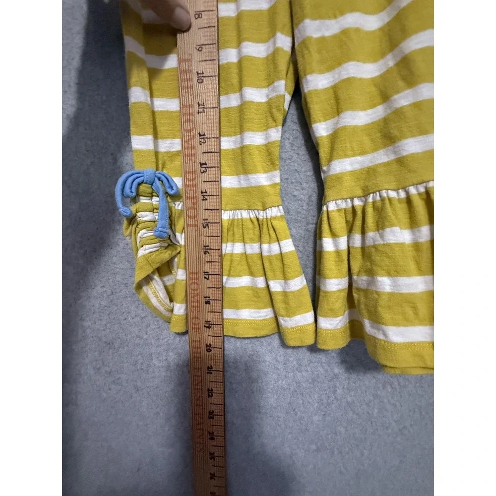 Matilda‎ Jane Capri Pants Girls 4 Yellow Stripe Ruffle Hem Blue Tie Jersey Knit